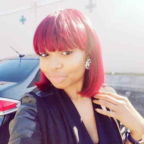 RED OMBRE TINT SHOULDER LENGTH WITH BANG HAIRCUT