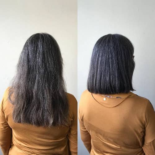 Bangs (BACK VIEW) - Low Maintenance Haircut For Thick Frizzy Hair