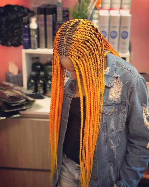 BLACK AND ORANGE OMBRE GHANA BRAID