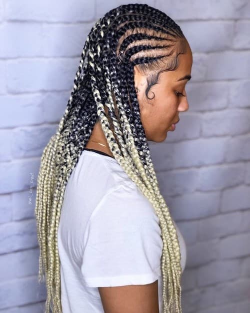 BLACK TO MILKY OMBRE MODERN GHANA BRAID