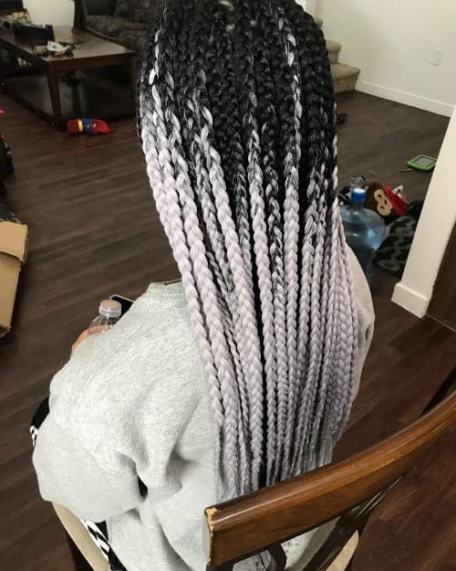 BLACK TO CREAMY COLOR GHANAIAN BRAID STYLE