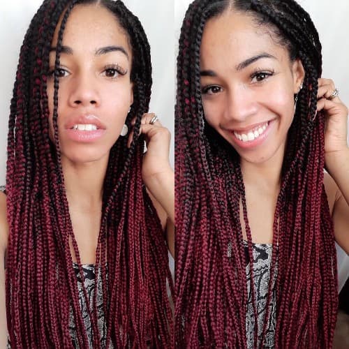 Featured image of post Dark Red Knotless Box Braids