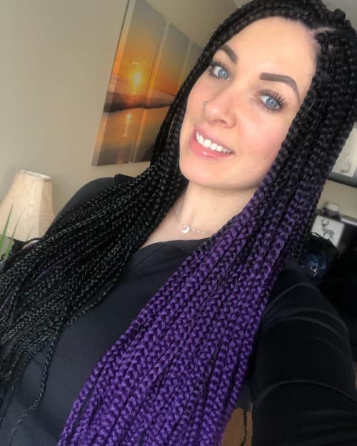 One Side Black To Purple Braid Style