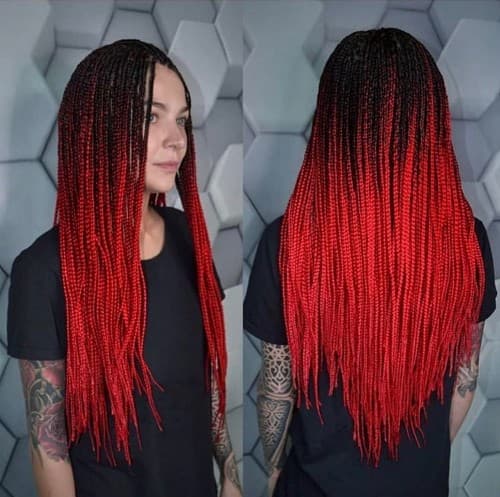 BLACK WITH RED SIMPLE BRAID STYLE