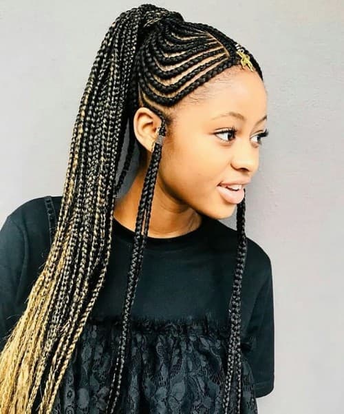BLACK AND BLONDE OMBRE FULANI BRAIDING HAIRSTYLE