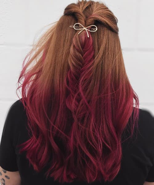 BLACK TO DARK RED + HIDDEN FISH TAIL STYLE