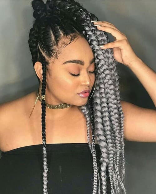 CREAMY OMBRE CHUNKY FEED-IN BRAID STYLE