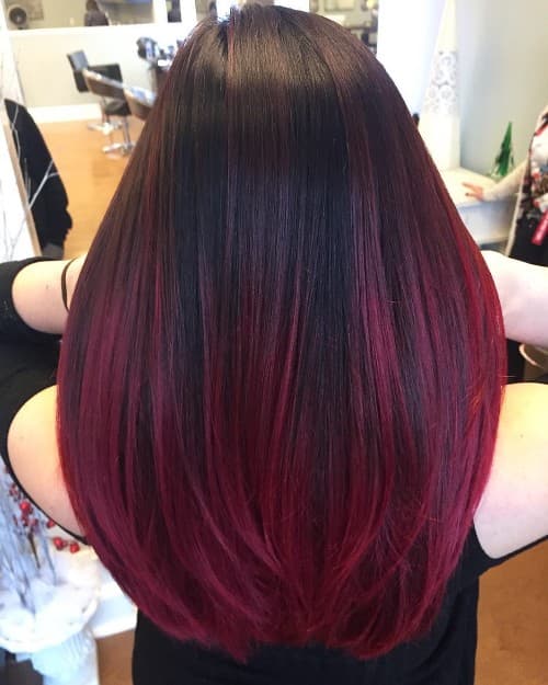 Black red 2025 ombre straight hair