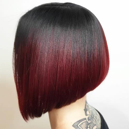 NATURAL BLACK WITH RED COLOR FOR JAWLINE BOB HAIRCUT