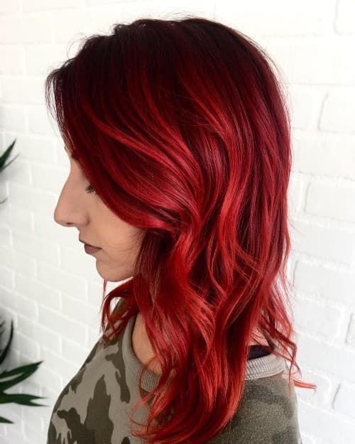 FULL BLOWN DARK RED HAIR COLOR FOR CURLY HAIR