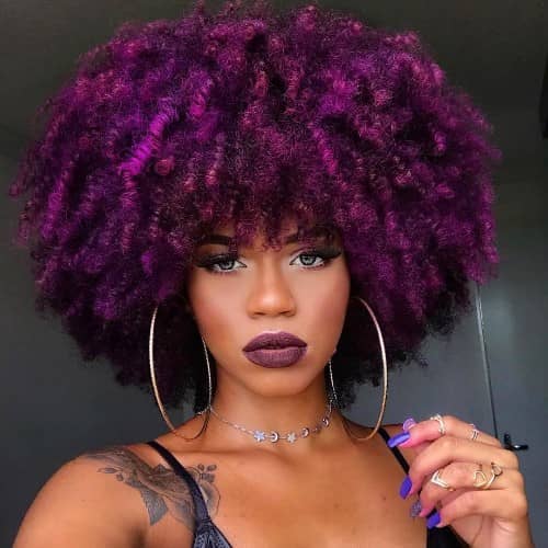 HARD PURPLE HAIR COLOR-CURLY HAIR COLOR IDEAS