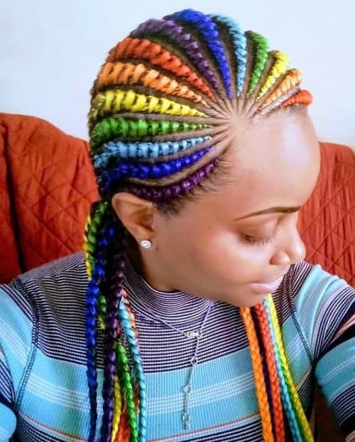 RAINBOW ASYMMETRIC BRAID STYLE