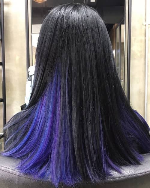 BLUE AND PURPLE UNDERLYING HAIR COLOR