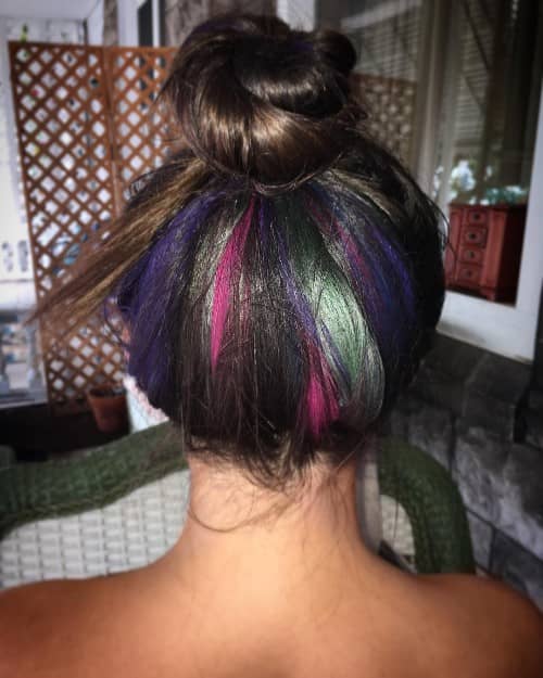 RAINBOW UNDERLIGHT COLOR ON BLACK HAIR