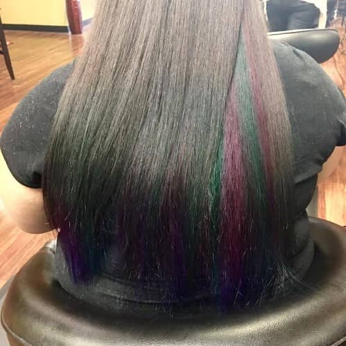 TWO REPEATING UNDERNEATH COLOR ON BLACK HAIR