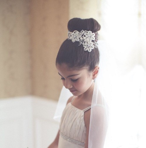 Donut-like Hairstyle For Holy Communion