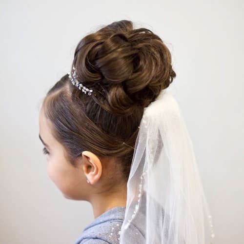 First Holy Communion High Bun Updo