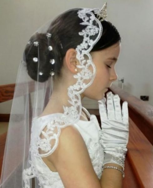 Low Bubble Bun Style For First Holy Communion