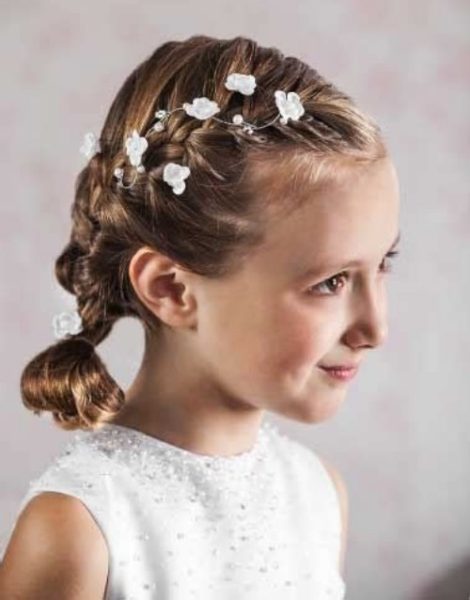 One Sided Braid Style For First Holy Communion