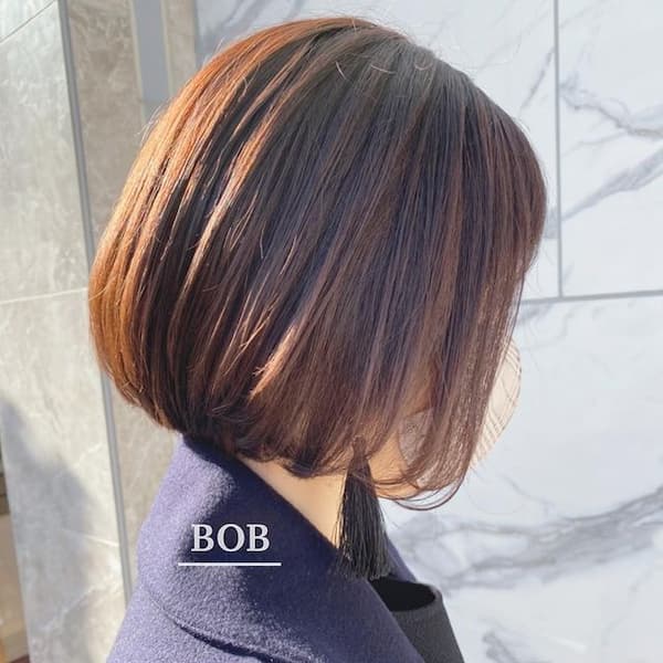 50 Long Bobs & Bob Haircuts To Shake Up Your Look : Caramel Balayage Blunt  Bob with Fringe