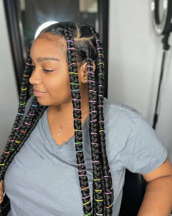 jumbo box braids middle part