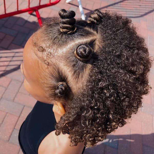 Half Up Half Down Bantu Knots on Curly Hair