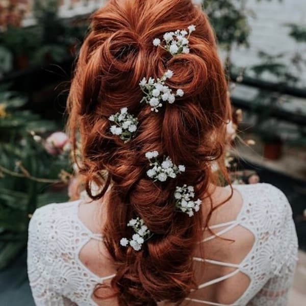 Red Long Braided Bridal Hair