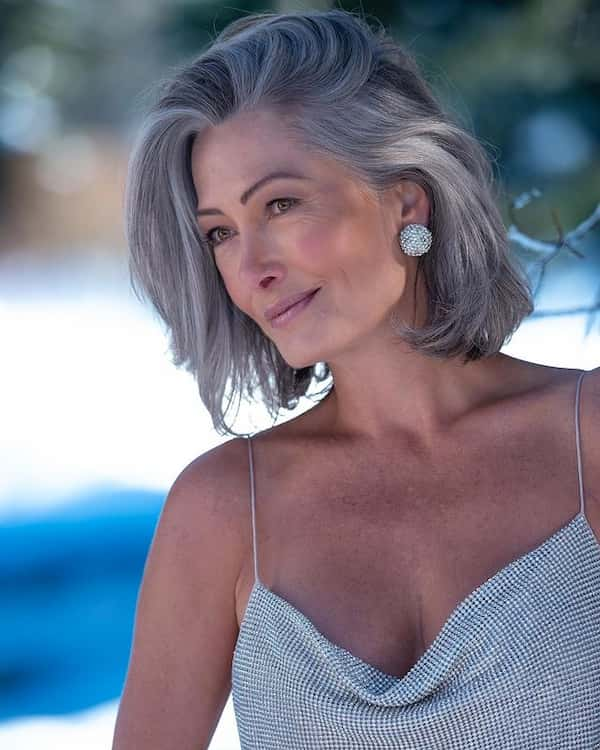 Silver Gray Neck-Length Bob