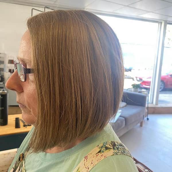 Textured Bob Haircut for Older Women with Glasses