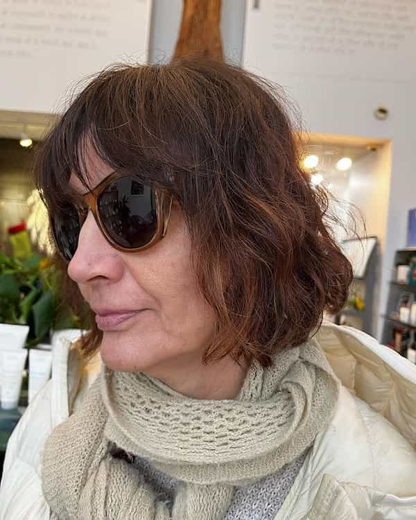 WavyCurly French Bob with Fringes 