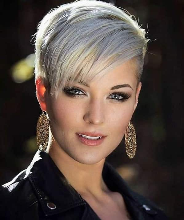 Blonde Side Swept Pixie Cut