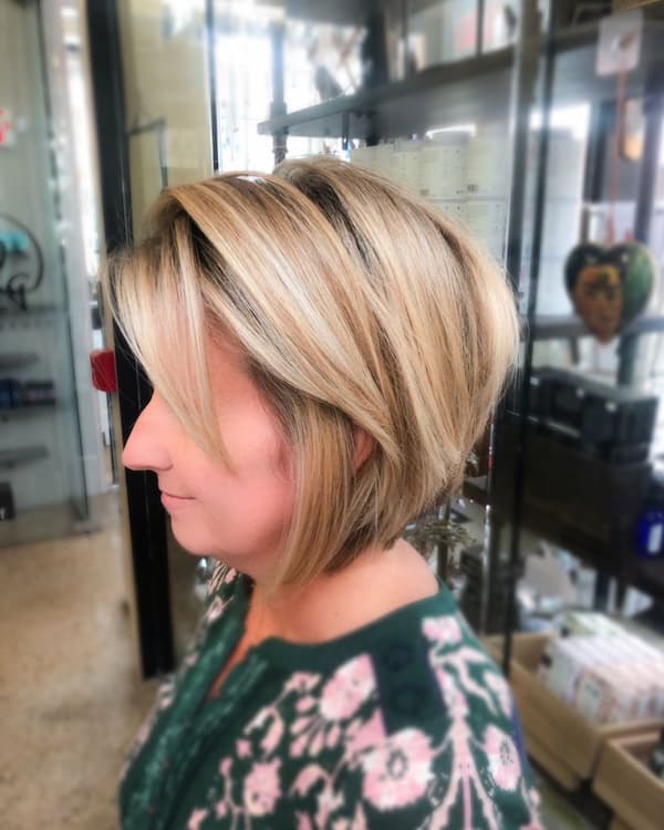 Dimensional Angled Bob Haircut