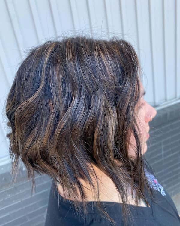 Mixed Colored Angled Bob Haircut