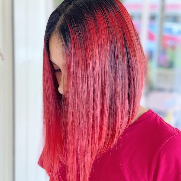 Red Super Angled Bob