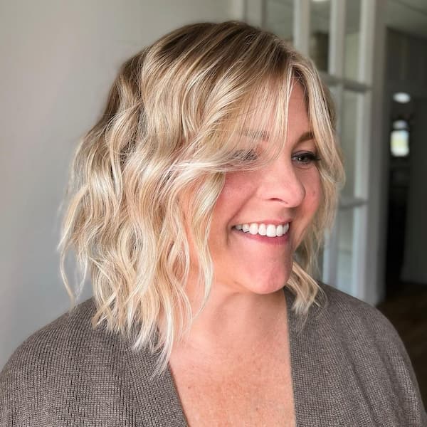 Blonde Bob with Layers and Open Fringe