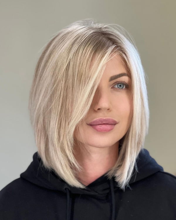 Blonde Layered Lob Haircut