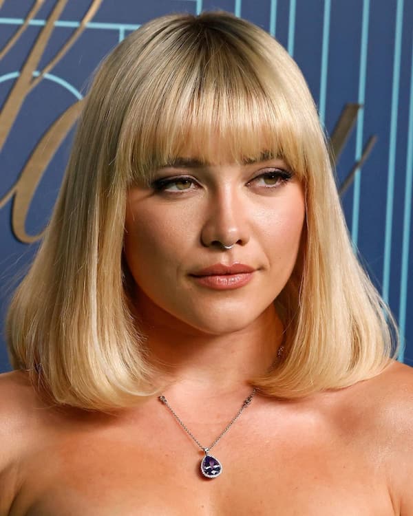 Blonde Lob Haircut with Fringe