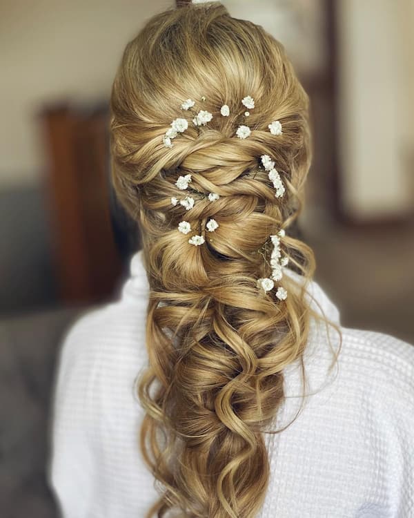 Bridal French Twist with Flowery Pins
