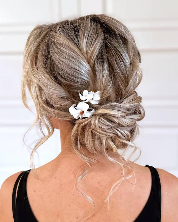 Bridal Updo with Flower Pins