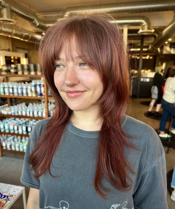 Brown Shag with Layers and Bangs