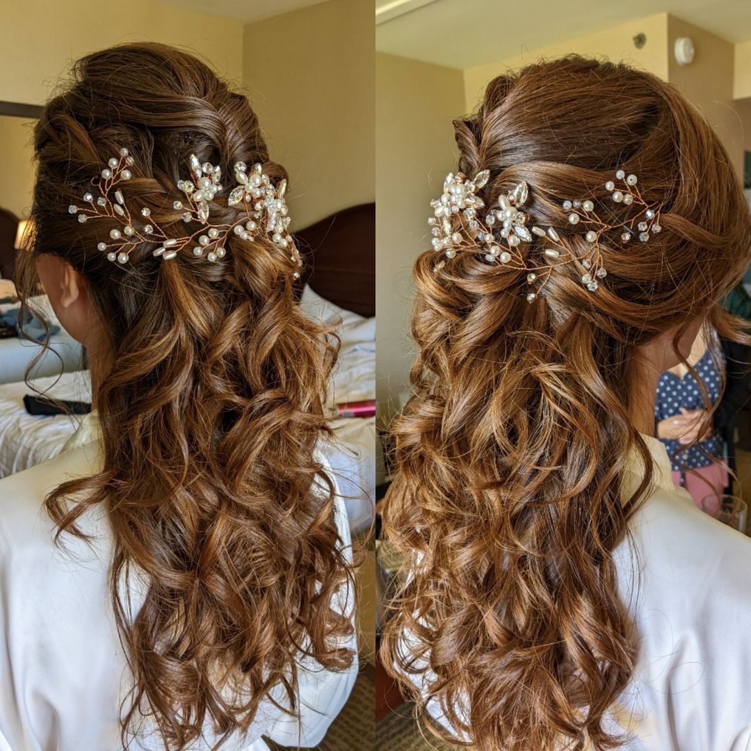 Half Up with Long Curls Bridal Hair