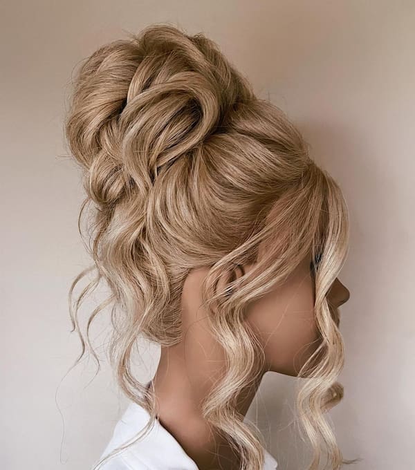 High Stepped Updo with Frontal Bangs