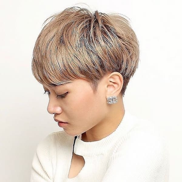 Light Brunette Tightly Layered Pixie Cut