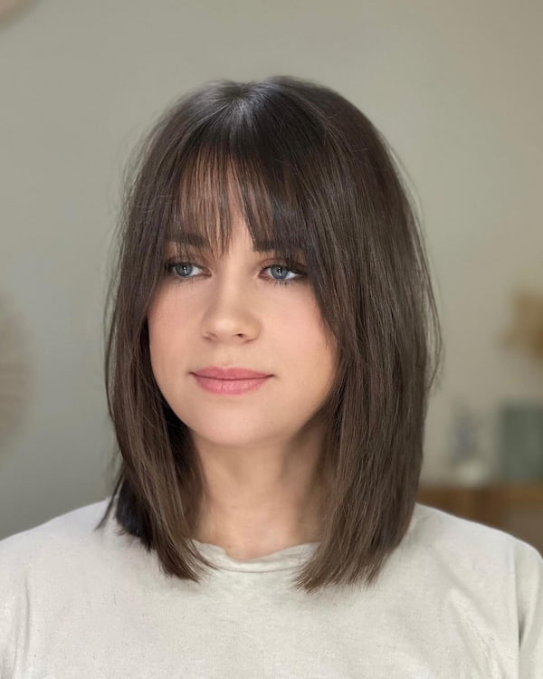 50 Adorable Lob Haircuts with Bangs