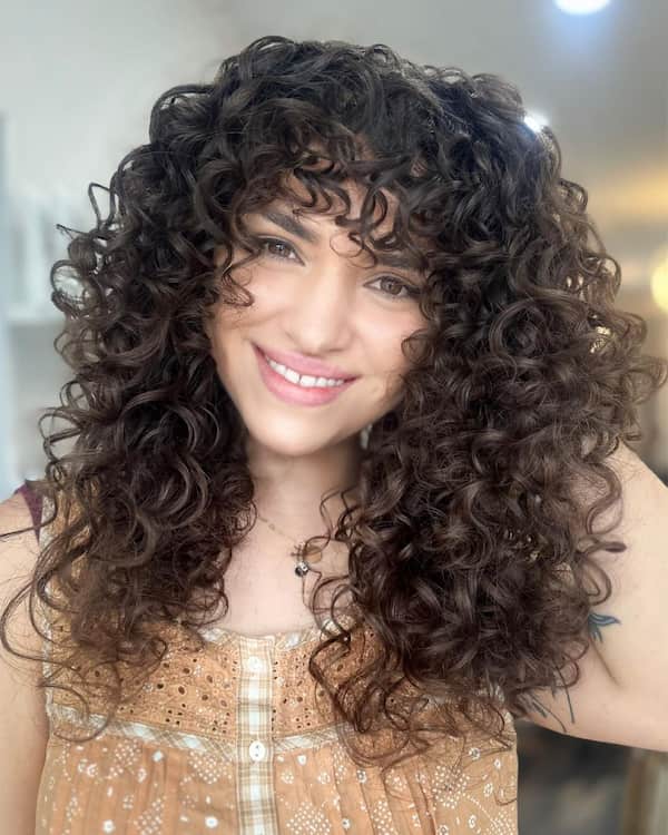 Long Curly Hair with Bangs