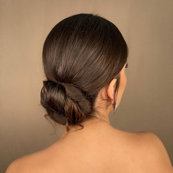 Low Bun for Brown Long Hair