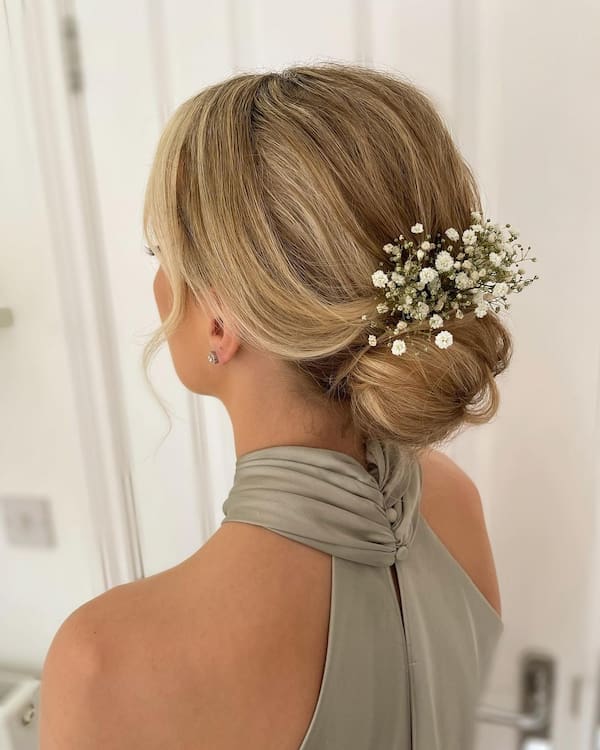 Low Bun with Flowers