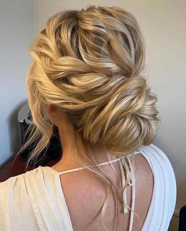 Messy Twisted Bun for Blonde Hair
