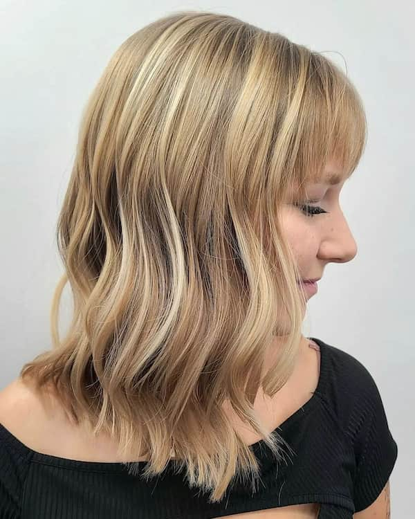 Mixed-Tone Lob with Bangs