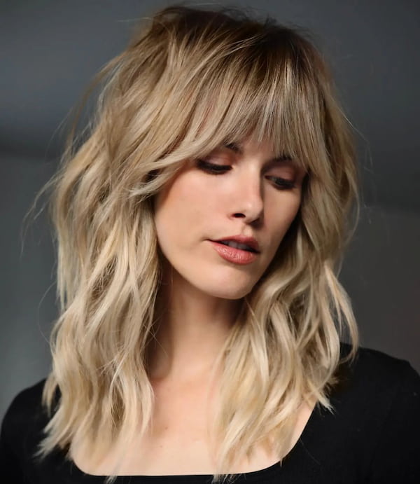 Ombre Super Glam Shag Haircut with Statement Bangs